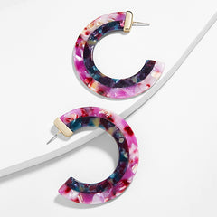 Fashion Colorful Leopard Acrylic Dangle Earring for Women Gold Alloy Round Geometry Resin Statement Hanging Earring Za Brincos