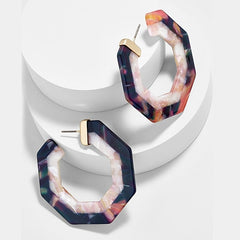 Fashion Colorful Leopard Acrylic Dangle Earring for Women Gold Alloy Round Geometry Resin Statement Hanging Earring Za Brincos