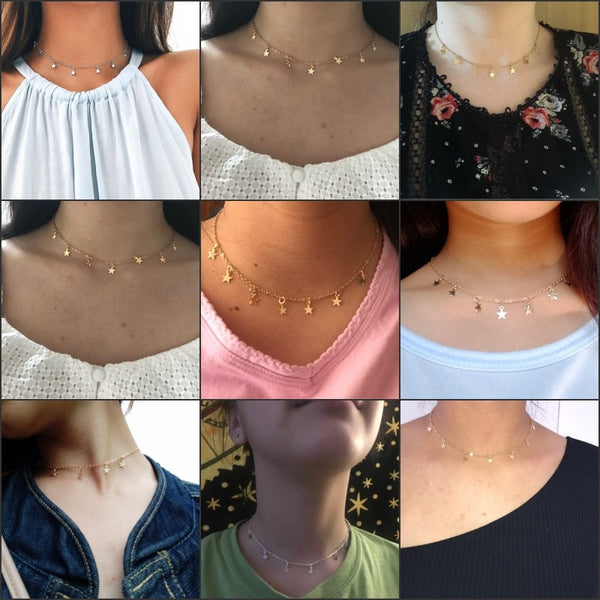 Star Necklace Women Choker Gold Moon Necklaces Clavicle Pendant Collier Femme Chain collares de moda 2019 Fashion Jewelry G2