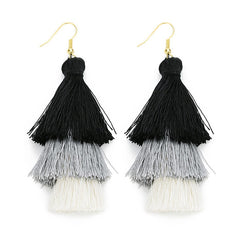 LOULEUR 3 Layered Bohemian Fringed Cheap Statement Tassel Earrings aFor Women Long Drop Dangle Earrings 2019 Boho Indian Jewelry