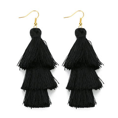 LOULEUR 3 Layered Bohemian Fringed Cheap Statement Tassel Earrings aFor Women Long Drop Dangle Earrings 2019 Boho Indian Jewelry