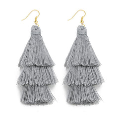 LOULEUR 3 Layered Bohemian Fringed Cheap Statement Tassel Earrings aFor Women Long Drop Dangle Earrings 2019 Boho Indian Jewelry