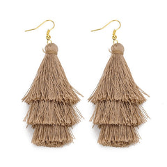 LOULEUR 3 Layered Bohemian Fringed Cheap Statement Tassel Earrings aFor Women Long Drop Dangle Earrings 2019 Boho Indian Jewelry