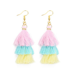 LOULEUR 3 Layered Bohemian Fringed Cheap Statement Tassel Earrings aFor Women Long Drop Dangle Earrings 2019 Boho Indian Jewelry