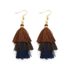 LOULEUR 3 Layered Bohemian Fringed Cheap Statement Tassel Earrings aFor Women Long Drop Dangle Earrings 2019 Boho Indian Jewelry