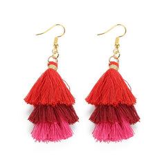 LOULEUR 3 Layered Bohemian Fringed Cheap Statement Tassel Earrings aFor Women Long Drop Dangle Earrings 2019 Boho Indian Jewelry