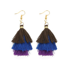 LOULEUR 3 Layered Bohemian Fringed Cheap Statement Tassel Earrings aFor Women Long Drop Dangle Earrings 2019 Boho Indian Jewelry