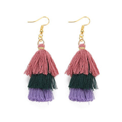 LOULEUR 3 Layered Bohemian Fringed Cheap Statement Tassel Earrings aFor Women Long Drop Dangle Earrings 2019 Boho Indian Jewelry