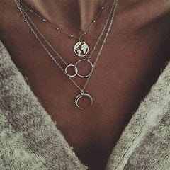 Ahmed Simple Star & Moon Pendant Necklace For Women New Bijoux Maxi Statement Necklaces Collier Fashion Jewelry