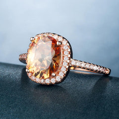 HUITAN Luxury Wedding Anniversary Ring with Pear Shape Huge CZ Prong Setting Rose Gold Color Fashion Engagement Rings for Women