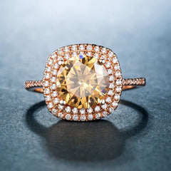 HUITAN Luxury Wedding Anniversary Ring with Pear Shape Huge CZ Prong Setting Rose Gold Color Fashion Engagement Rings for Women