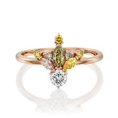 HUITAN Luxury Wedding Anniversary Ring with Pear Shape Huge CZ Prong Setting Rose Gold Color Fashion Engagement Rings for Women