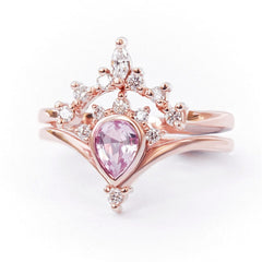 HUITAN Luxury Wedding Anniversary Ring with Pear Shape Huge CZ Prong Setting Rose Gold Color Fashion Engagement Rings for Women