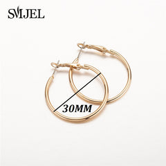 SMJEL Fashion Bohemian Vintage Earrings Jewelry Cute Black Geometric Round Stainless Steel Stud Earring Best Gift for Women Girl