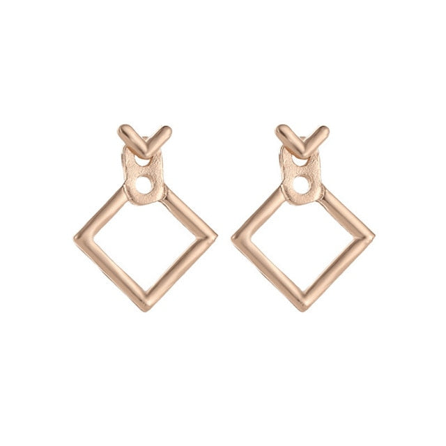 Wholesale Korean Trendy Cute Earrings Jewellery Geometric Square V Word Stud Earrings For Women Fashion Jewelry 2019 Oorbellen