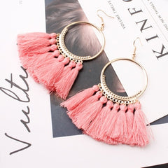 17 colors Tassel Earrings For Women Ethnic Big Drop Earrings Bohemia Fashion Jewelry Trendy Cotton Rope Fringe Long Dangle
