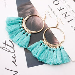 17 colors Tassel Earrings For Women Ethnic Big Drop Earrings Bohemia Fashion Jewelry Trendy Cotton Rope Fringe Long Dangle