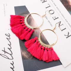17 colors Tassel Earrings For Women Ethnic Big Drop Earrings Bohemia Fashion Jewelry Trendy Cotton Rope Fringe Long Dangle