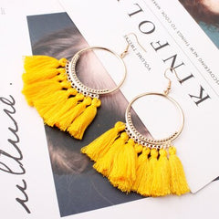 17 colors Tassel Earrings For Women Ethnic Big Drop Earrings Bohemia Fashion Jewelry Trendy Cotton Rope Fringe Long Dangle