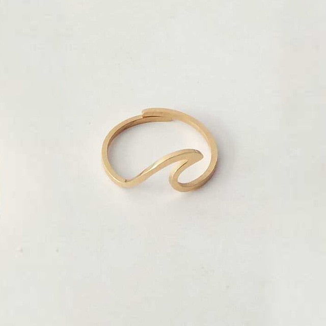V Attract Stainless Steel Jewelry Accessries Rose Gold Anel Fashion Wedding Gift Sculpture Statement Sea Wave Ring For Women Men