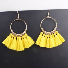17 colors Tassel Earrings For Women Ethnic Big Drop Earrings Bohemia Fashion Jewelry Trendy Cotton Rope Fringe Long Dangle