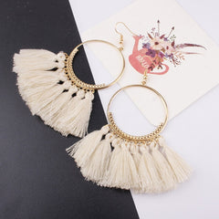 17 colors Tassel Earrings For Women Ethnic Big Drop Earrings Bohemia Fashion Jewelry Trendy Cotton Rope Fringe Long Dangle