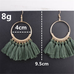 17 colors Tassel Earrings For Women Ethnic Big Drop Earrings Bohemia Fashion Jewelry Trendy Cotton Rope Fringe Long Dangle