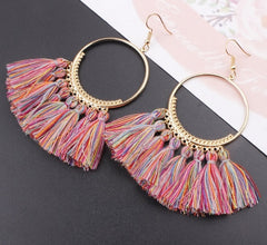 17 colors Tassel Earrings For Women Ethnic Big Drop Earrings Bohemia Fashion Jewelry Trendy Cotton Rope Fringe Long Dangle
