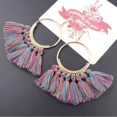 17 colors Tassel Earrings For Women Ethnic Big Drop Earrings Bohemia Fashion Jewelry Trendy Cotton Rope Fringe Long Dangle