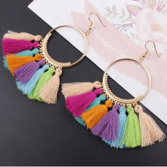 17 colors Tassel Earrings For Women Ethnic Big Drop Earrings Bohemia Fashion Jewelry Trendy Cotton Rope Fringe Long Dangle