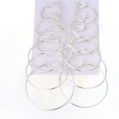 Hesiod Fashion New 6 Pairs/Set Gold Silver Small Big Circle Hoop Earrings for Women Steampunk Round Earring Sets