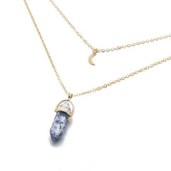 KISSWIFE Fashion Bohemia 1 PCS Natural Stone Moon Choker Gold Color Crystal Pendant Necklace For Women Wedding Party Gift