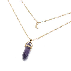 KISSWIFE Fashion Bohemia 1 PCS Natural Stone Moon Choker Gold Color Crystal Pendant Necklace For Women Wedding Party Gift
