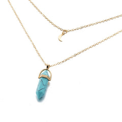 KISSWIFE Fashion Bohemia 1 PCS Natural Stone Moon Choker Gold Color Crystal Pendant Necklace For Women Wedding Party Gift