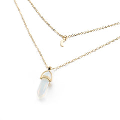 KISSWIFE Fashion Bohemia 1 PCS Natural Stone Moon Choker Gold Color Crystal Pendant Necklace For Women Wedding Party Gift