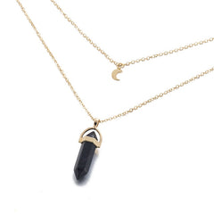KISSWIFE Fashion Bohemia 1 PCS Natural Stone Moon Choker Gold Color Crystal Pendant Necklace For Women Wedding Party Gift