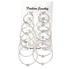 Hesiod Fashion New 6 Pairs/Set Gold Silver Small Big Circle Hoop Earrings for Women Steampunk Round Earring Sets