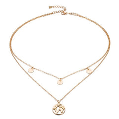 Fashion round sequined multi-layer pendant necklace ladies retro gold silver world map charm, ladies jewelry necklace