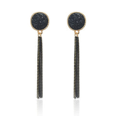 New Fashion Golden Silver Plated Dangle Hanging Black Rhinestone Long Drop Earrings For Women Jewelry brincos bijoux