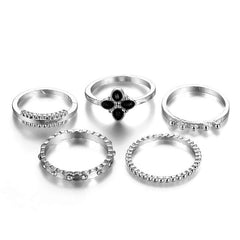 IPARAM Bohemian Vintage Gold Crescent Geometric Joint Ring Set for Women Crystal Personality Design Ring Set Party Jewelry Gift