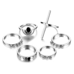 IPARAM Bohemian Vintage Gold Crescent Geometric Joint Ring Set for Women Crystal Personality Design Ring Set Party Jewelry Gift