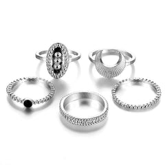 IPARAM Bohemian Vintage Gold Crescent Geometric Joint Ring Set for Women Crystal Personality Design Ring Set Party Jewelry Gift