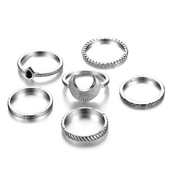 IPARAM Bohemian Vintage Gold Crescent Geometric Joint Ring Set for Women Crystal Personality Design Ring Set Party Jewelry Gift