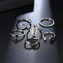 IPARAM Bohemian Vintage Gold Crescent Geometric Joint Ring Set for Women Crystal Personality Design Ring Set Party Jewelry Gift
