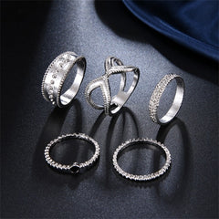 IPARAM Bohemian Vintage Gold Crescent Geometric Joint Ring Set for Women Crystal Personality Design Ring Set Party Jewelry Gift