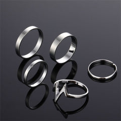IPARAM Bohemian Vintage Gold Crescent Geometric Joint Ring Set for Women Crystal Personality Design Ring Set Party Jewelry Gift