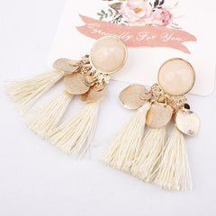 2019 Ethnic Bohemia Women Dangle Drop Earrings Summer Round Resin Tassel Earrings for Women Fashion Jewelry Pendientes oorbellen