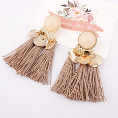 2019 Ethnic Bohemia Women Dangle Drop Earrings Summer Round Resin Tassel Earrings for Women Fashion Jewelry Pendientes oorbellen