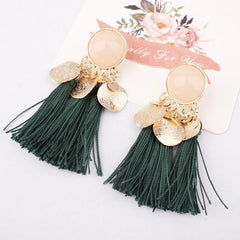 2019 Ethnic Bohemia Women Dangle Drop Earrings Summer Round Resin Tassel Earrings for Women Fashion Jewelry Pendientes oorbellen