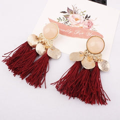 2019 Ethnic Bohemia Women Dangle Drop Earrings Summer Round Resin Tassel Earrings for Women Fashion Jewelry Pendientes oorbellen